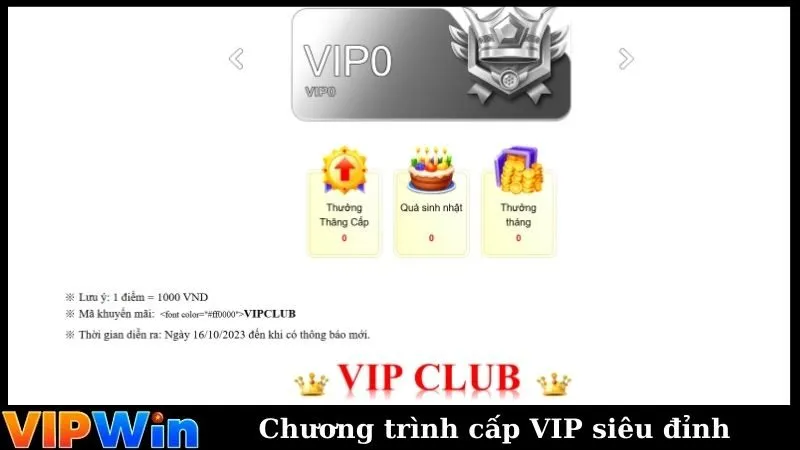 Chương trình thăng cấp VIP làm giàu nhanh chóng