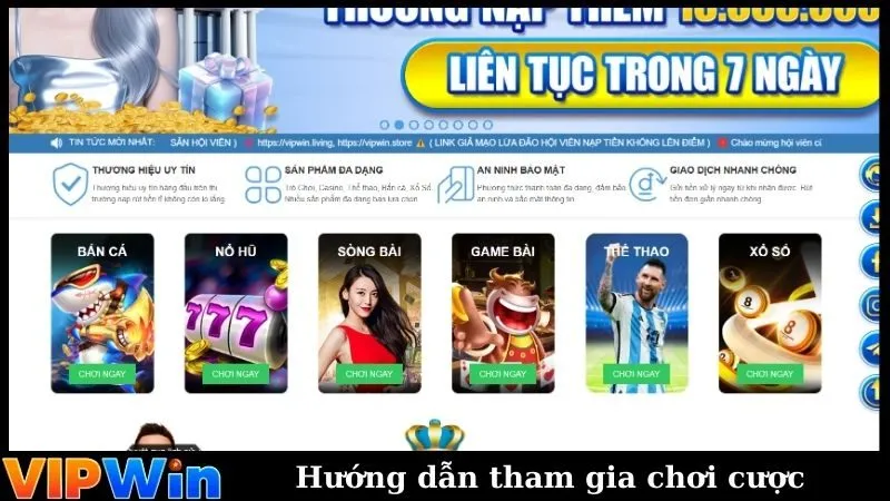 Hướng dẫn thao tác tham gia chơi cược tại VIPWin