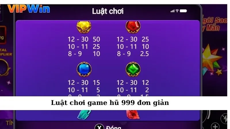 Luật chơi game hũ 999 đơn giản