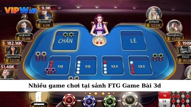 Nhiều game chơi tại sảnh FTG Game Bài 3d