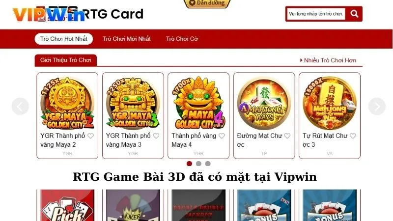 RTG Game Bài 3D đã có mặt tại Vipwin