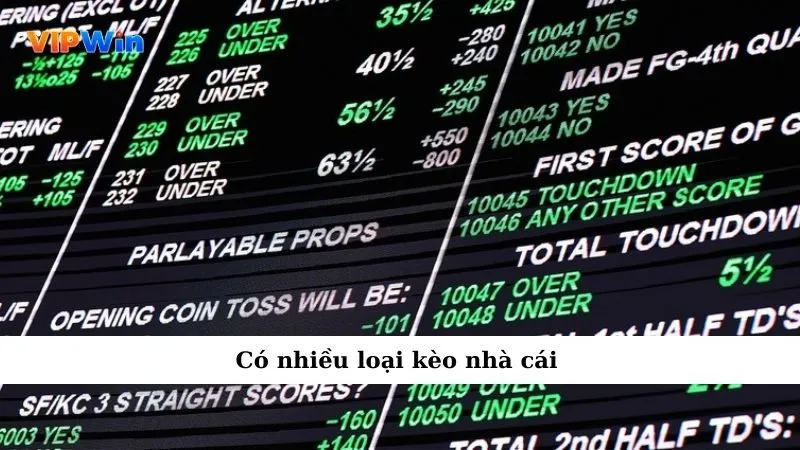 Có nhiều loại kèo nhà cái